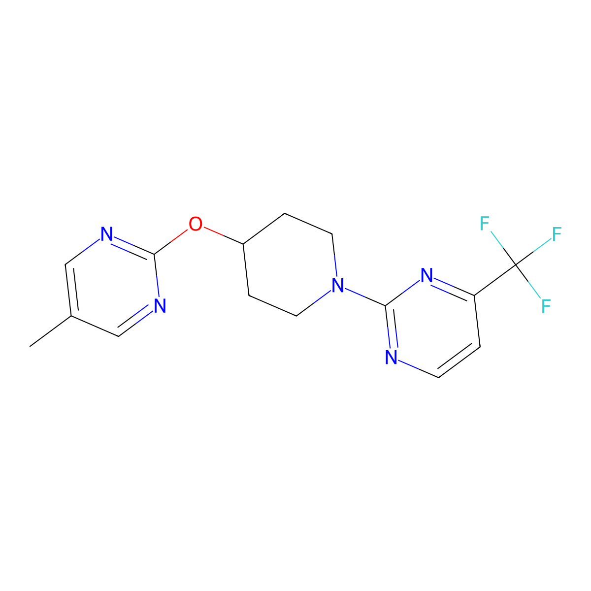 2-{4-[(5-Methylpyrimidin-2-yl)oxy]piperidin-1-yl}-4-(trifluoromethyl)pyrimidine molecular structure, CAS 2380044-60-8