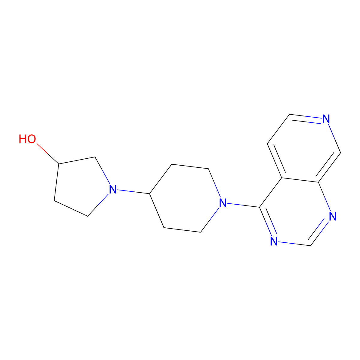 1-(1-{Pyrido[3,4-d]pyrimidin-4-yl}piperidin-4-yl)pyrrolidin-3-ol molecular structure, CAS 2380044-61-9