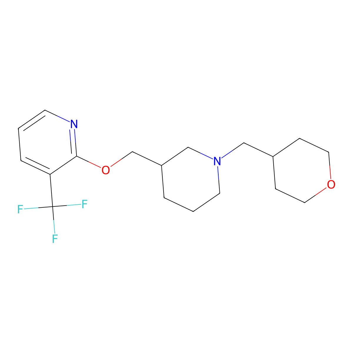 2-({1-[(Oxan-4-yl)methyl]piperidin-3-yl}methoxy)-3-(trifluoromethyl)pyridine molecular structure, CAS 2380044-63-1