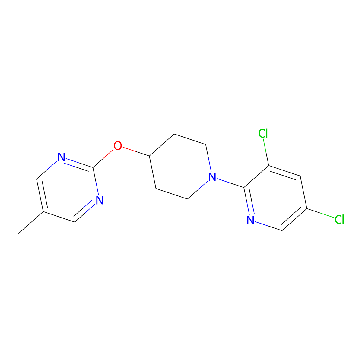 2-{[1-(3,5-Dichloropyridin-2-yl)piperidin-4-yl]oxy}-5-methylpyrimidine molecular structure, CAS 2380044-66-4