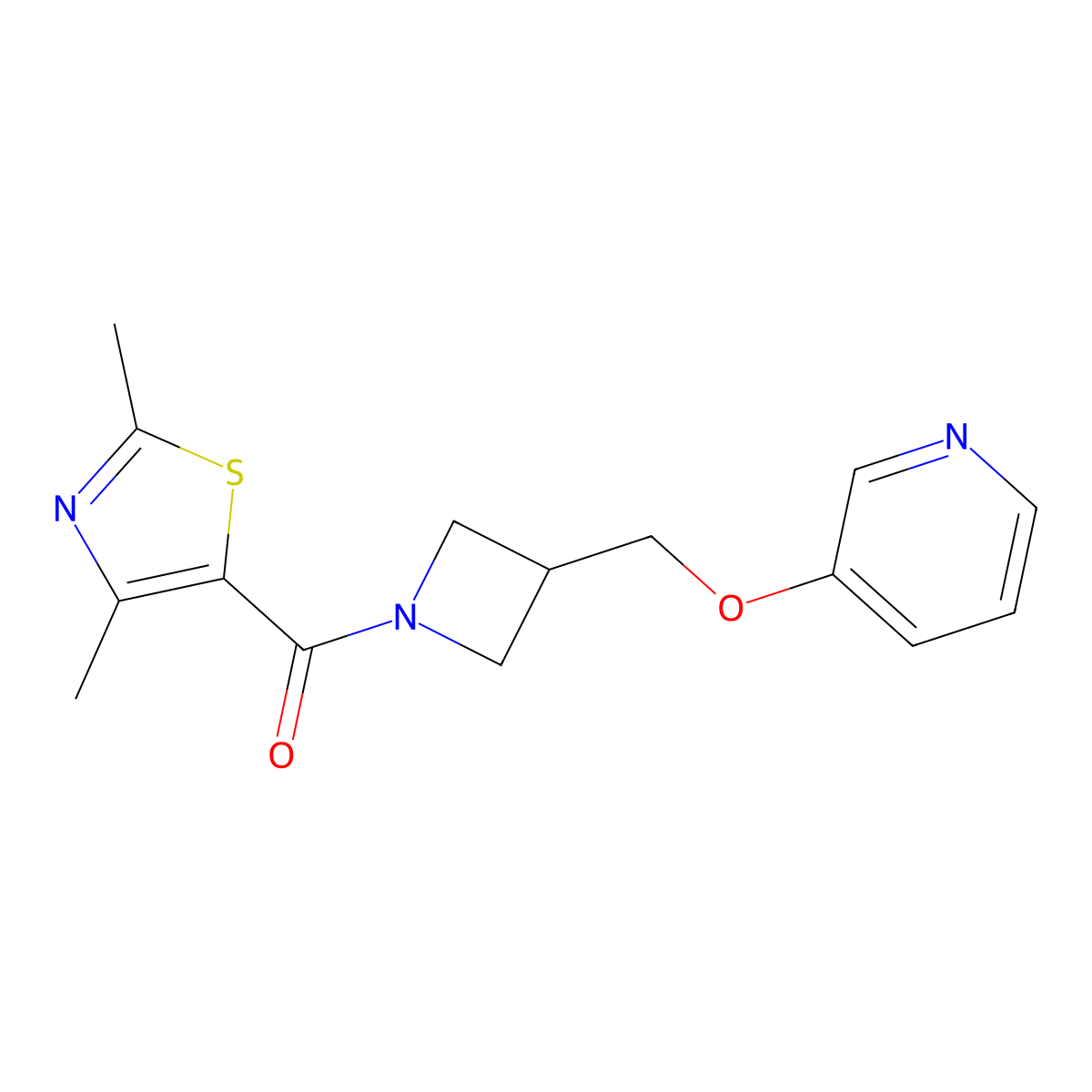 3-{[1-(2,4-Dimethyl-1,3-thiazole-5-carbonyl)azetidin-3-yl]methoxy}pyridine molecular structure, CAS 2380044-69-7