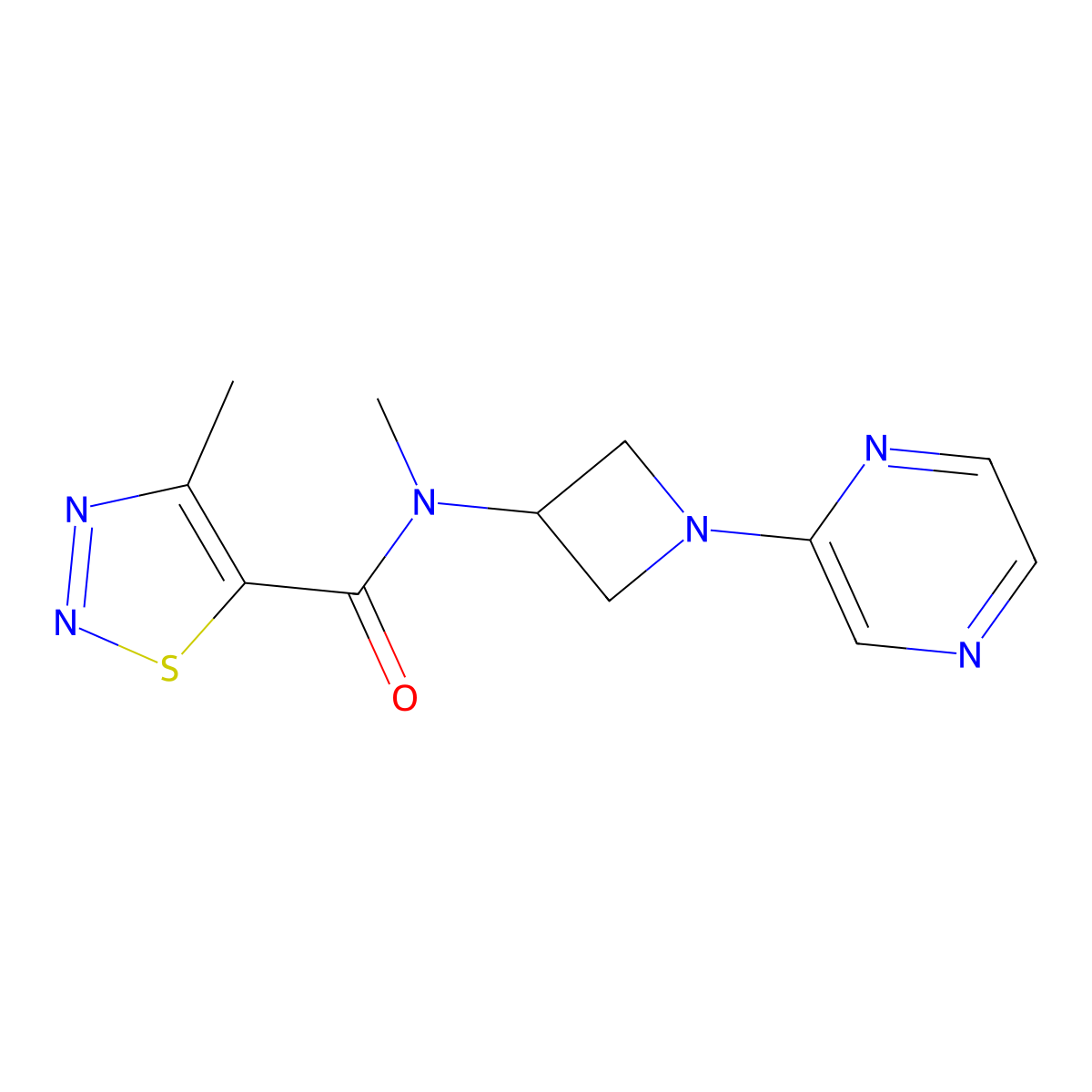 N,4-dimethyl-N-[1-(pyrazin-2-yl)azetidin-3-yl]-1,2,3-thiadiazole-5-carboxamide molecular structure, CAS 2380044-70-0