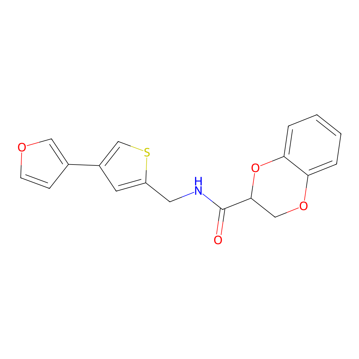 N-{[4-(furan-3-yl)thiophen-2-yl]methyl}-2,3-dihydro-1,4-benzodioxine-2-carboxamide molecular structure, CAS 2380044-74-4