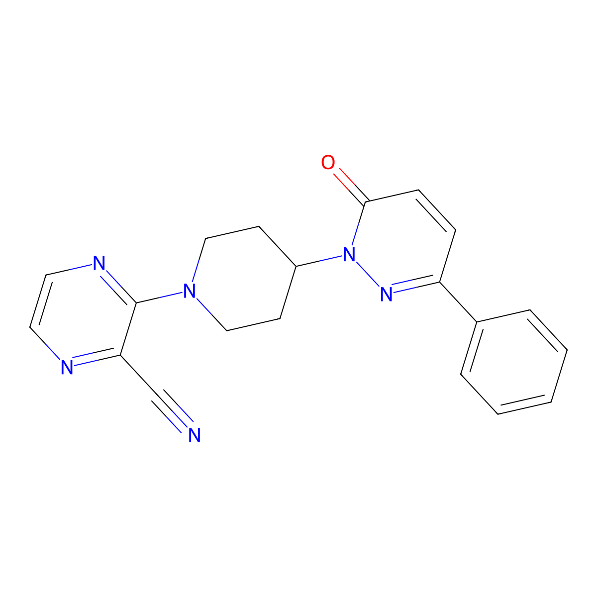 3-[4-(6-Oxo-3-phenylpyridazin-1-yl)piperidin-1-yl]pyrazine-2-carbonitrile molecular structure, CAS 2380044-78-8