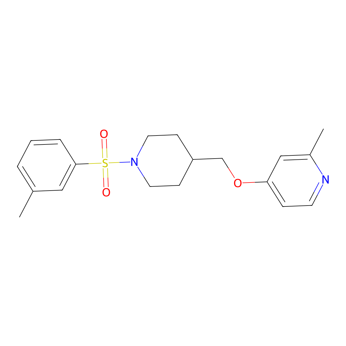 2-Methyl-4-{[1-(3-methylbenzenesulfonyl)piperidin-4-yl]methoxy}pyridine molecular structure, CAS 2380044-79-9