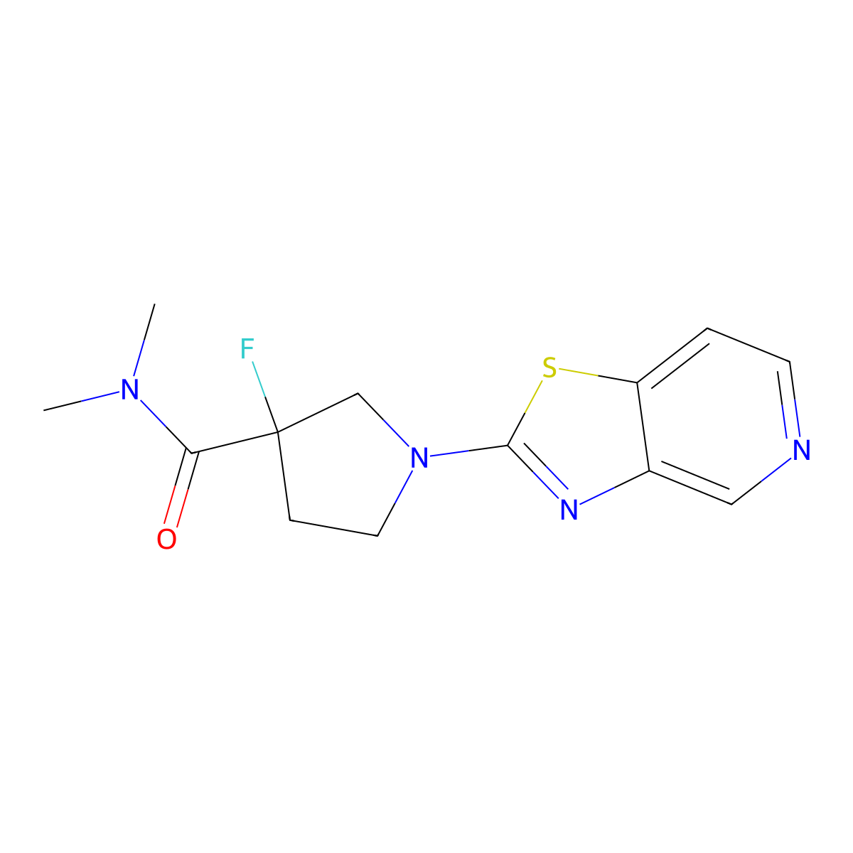3-fluoro-N,N-dimethyl-1-{[1,3]thiazolo[4,5-c]pyridin-2-yl}pyrrolidine-3-carboxamide molecular structure, CAS 2380044-82-4