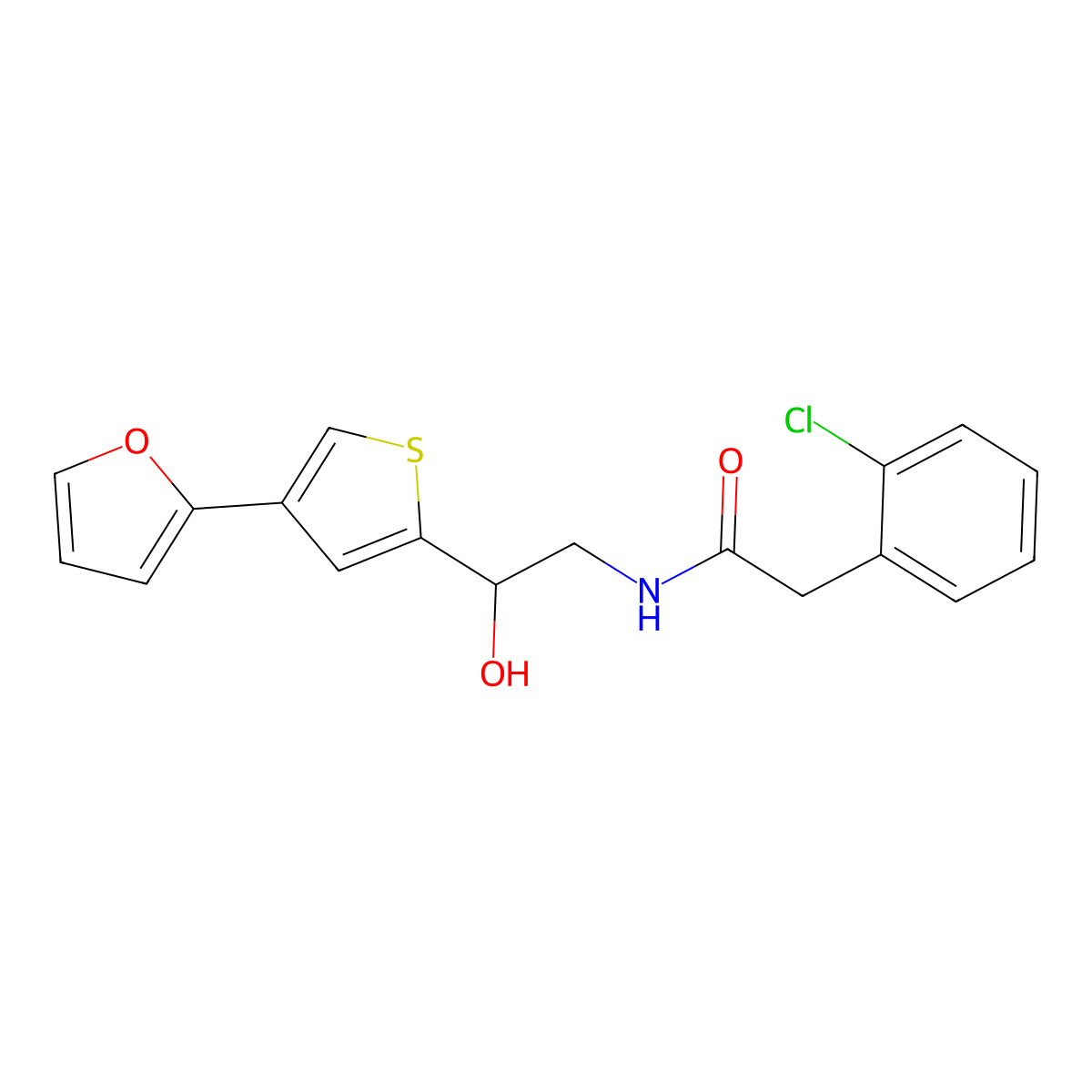 2-(2-chlorophenyl)-N-{2-[4-(furan-2-yl)thiophen-2-yl]-2-hydroxyethyl}acetamide molecular structure, CAS 2380044-84-6