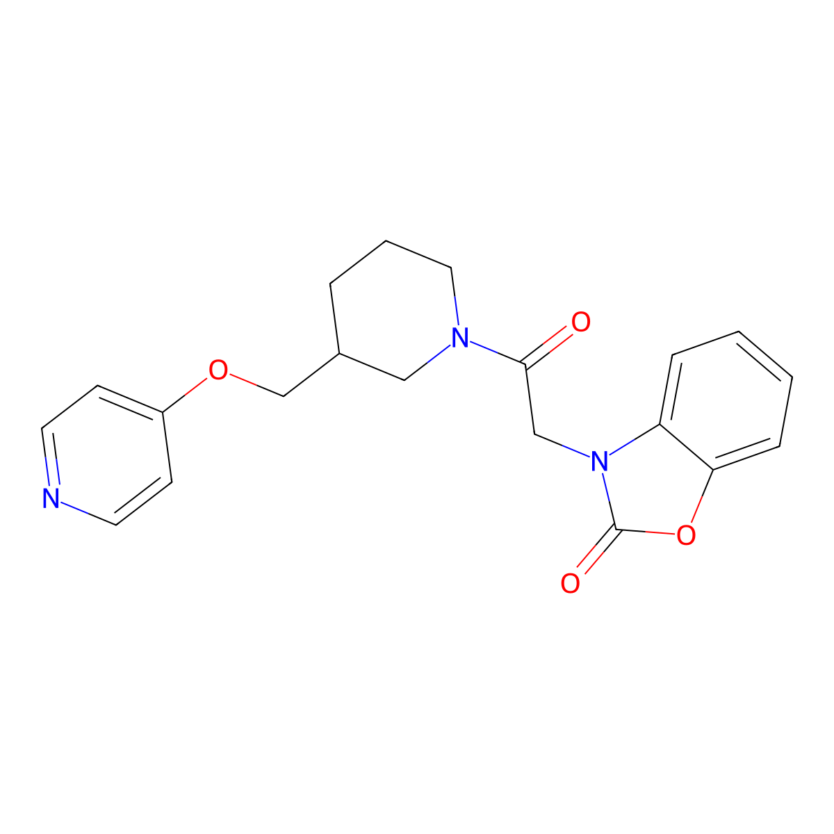 3-(2-Oxo-2-{3-[(pyridin-4-yloxy)methyl]piperidin-1-yl}ethyl)-2,3-dihydro-1,3-benzoxazol-2-one molecular structure, CAS 2380044-87-9