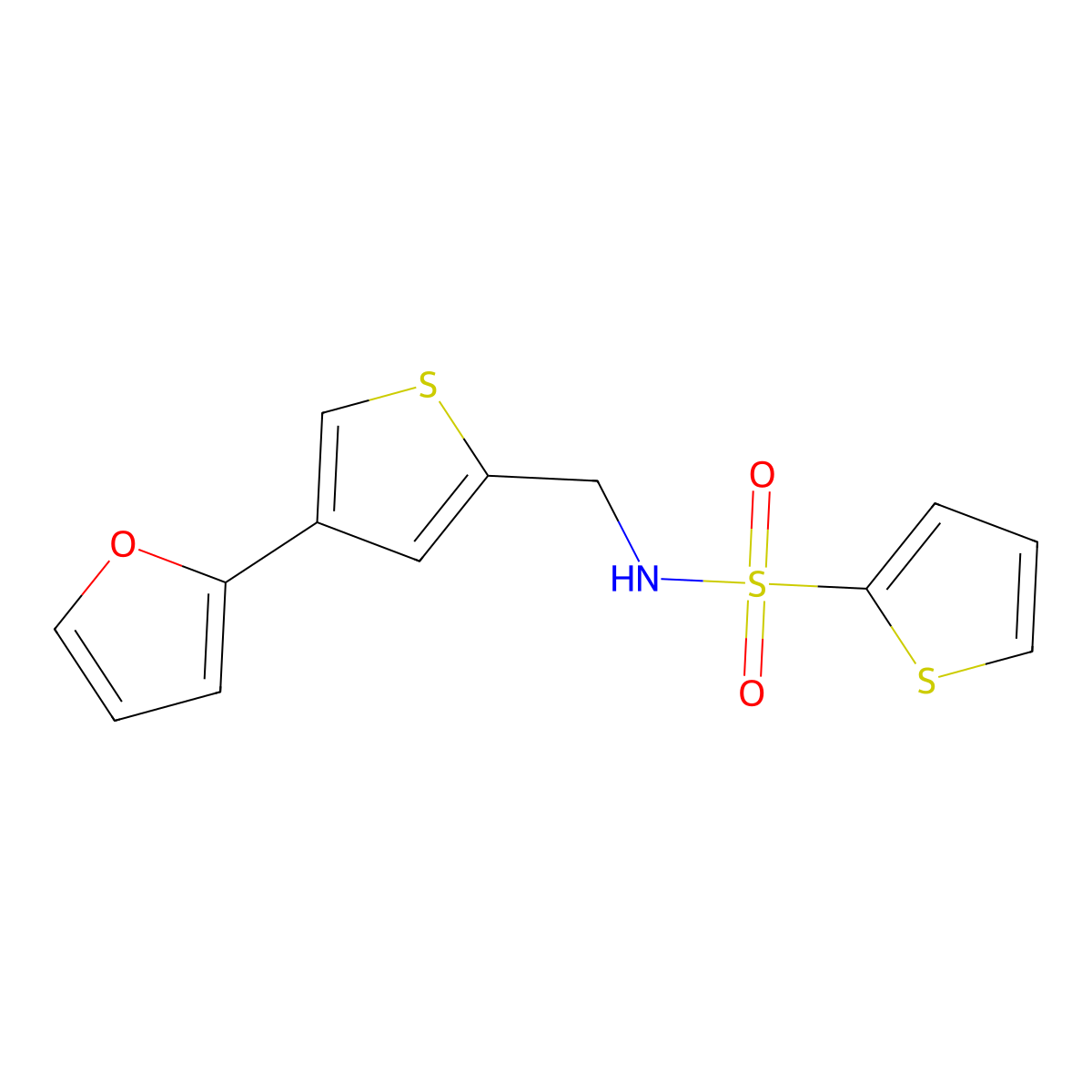 N-{[4-(furan-2-yl)thiophen-2-yl]methyl}thiophene-2-sulfonamide molecular structure, CAS 2380044-90-4