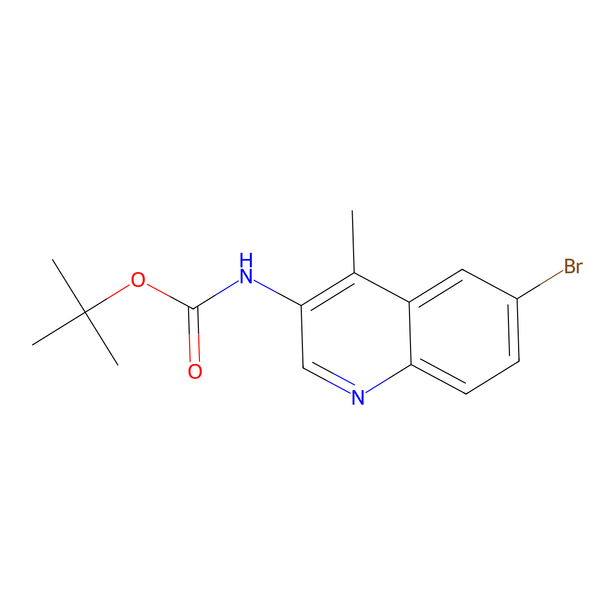 tert-butyl N-(6-bromo-4-methylquinolin-3-yl)carbamate molecular structure, CAS 2380053-60-9