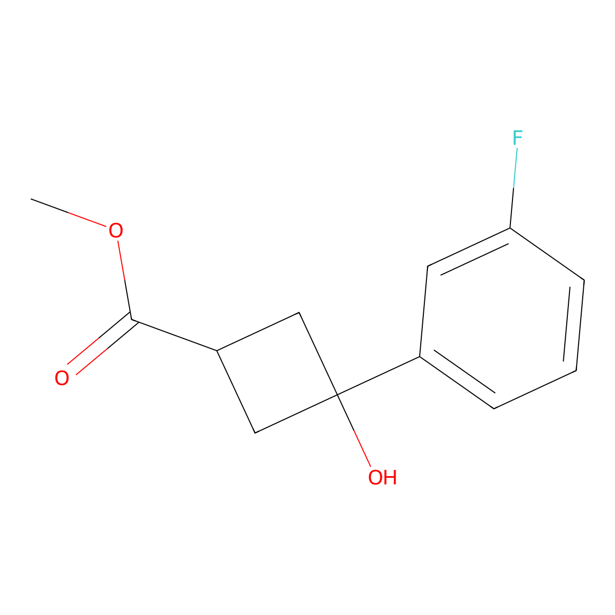 Methyl 3-(3-fluorophenyl)-3-hydroxycyclobutanecarboxylate molecular structure, CAS 2380055-35-4