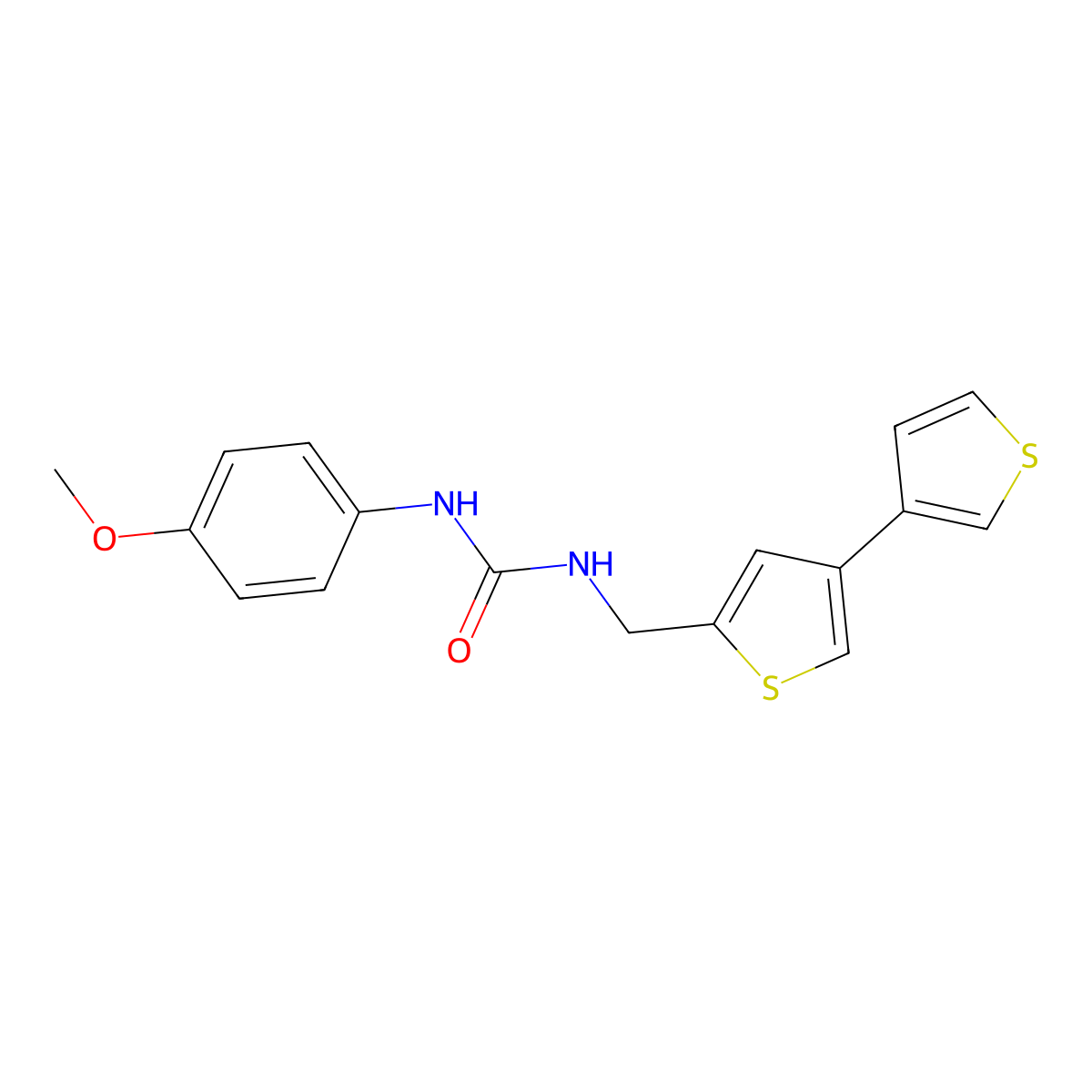 3-({[3,3'-Bithiophene]-5-yl}methyl)-1-(4-methoxyphenyl)urea molecular structure, CAS 2380056-15-3