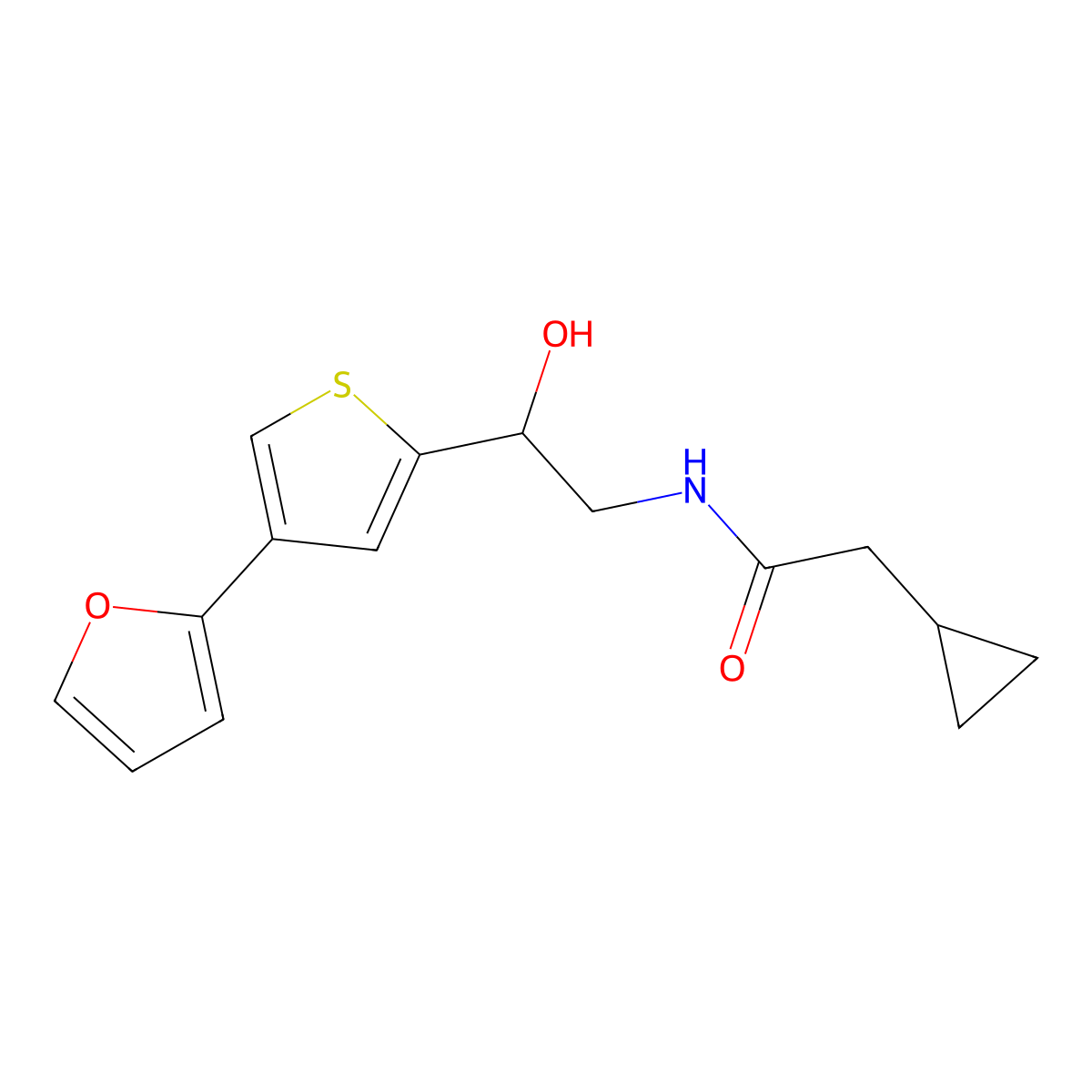 2-cyclopropyl-N-{2-[4-(furan-2-yl)thiophen-2-yl]-2-hydroxyethyl}acetamide molecular structure, CAS 2380056-21-1