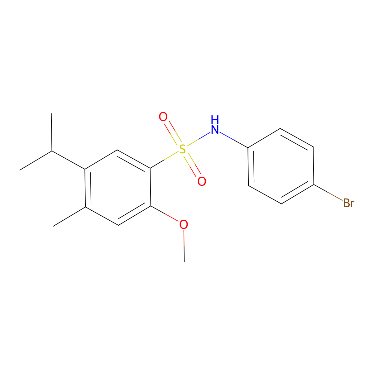 N-(4-bromophenyl)-2-methoxy-4-methyl-5-(propan-2-yl)benzene-1-sulfonamide molecular structure, CAS 2380056-27-7
