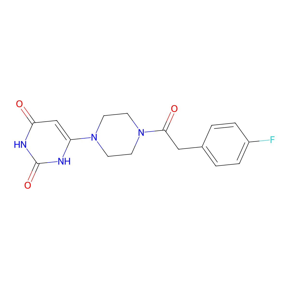6-[4-[2-(4-Fluorophenyl)acetyl]piperazin-1-yl]-1H-pyrimidine-2,4-dione molecular structure, CAS 2380056-36-8