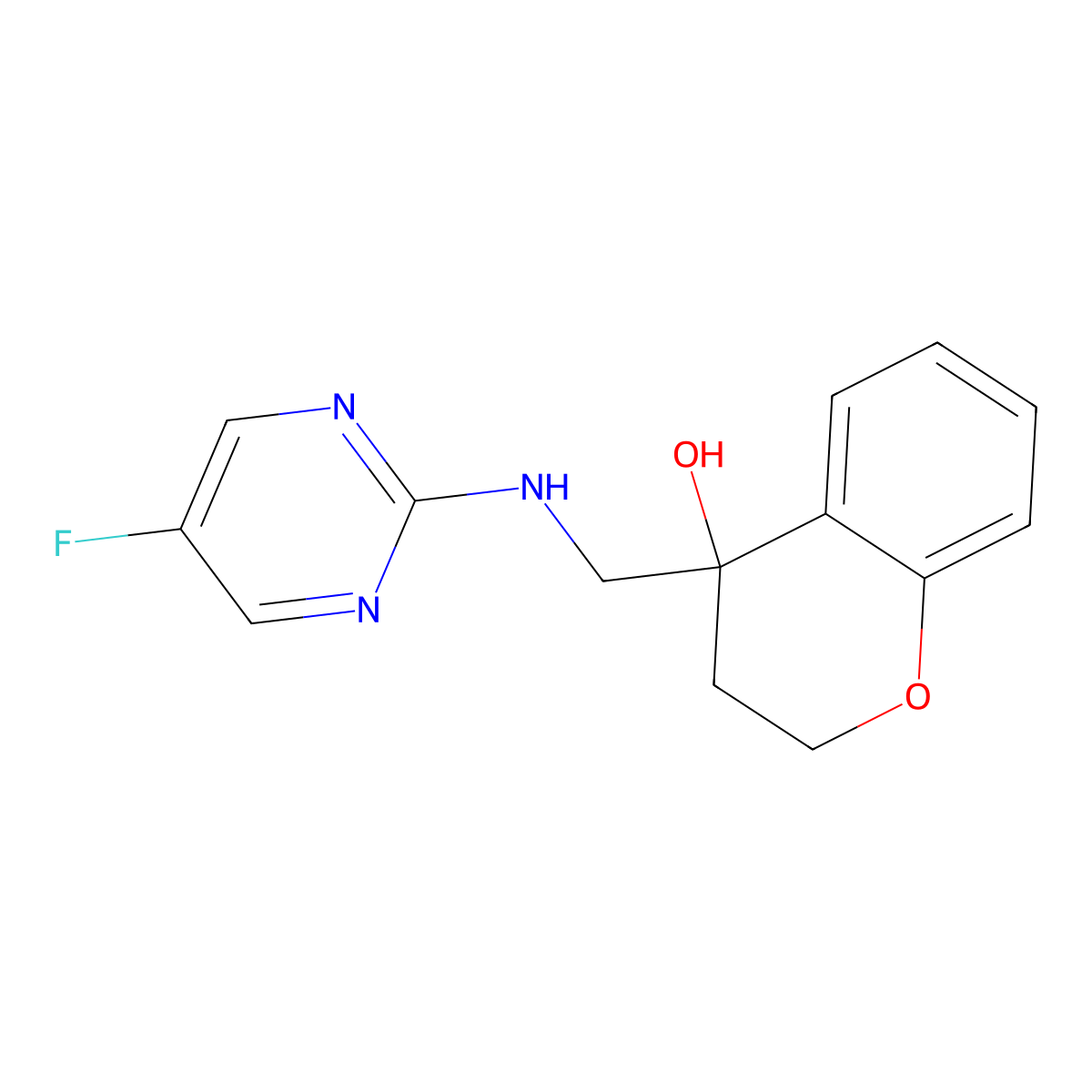 4-{[(5-fluoropyrimidin-2-yl)amino]methyl}-3,4-dihydro-2H-1-benzopyran-4-ol molecular structure, CAS 2380056-40-4
