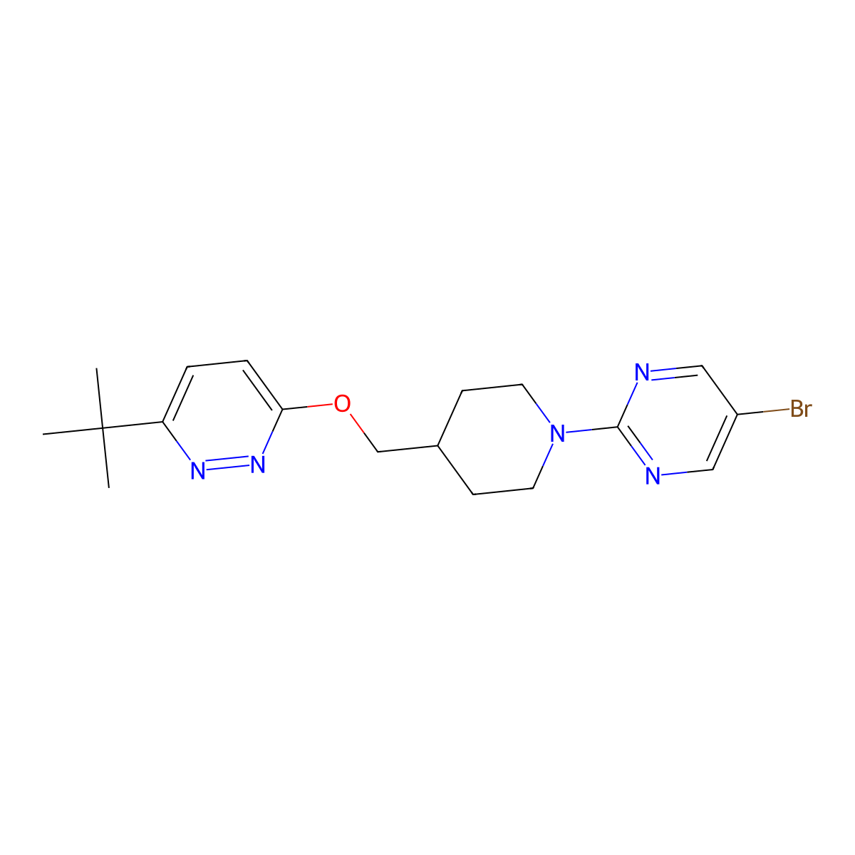 5-Bromo-2-(4-{[(6-tert-butylpyridazin-3-yl)oxy]methyl}piperidin-1-yl)pyrimidine molecular structure, CAS 2380056-47-1