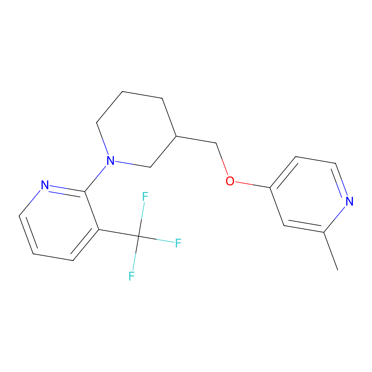 2-(3-{[(2-Methylpyridin-4-yl)oxy]methyl}piperidin-1-yl)-3-(trifluoromethyl)pyridine molecular structure, CAS 2380056-53-9