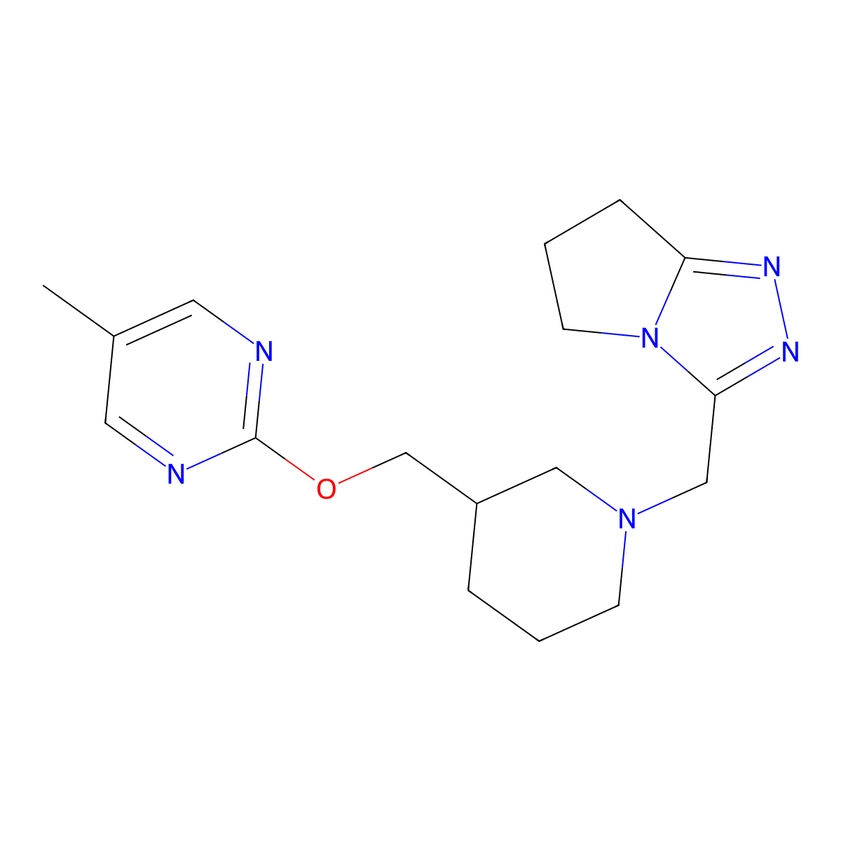 5-methyl-2-{[1-({5H,6H,7H-pyrrolo[2,1-c][1,2,4]triazol-3-yl}methyl)piperidin-3-yl]methoxy}pyrimidine molecular structure, CAS 2380056-67-5