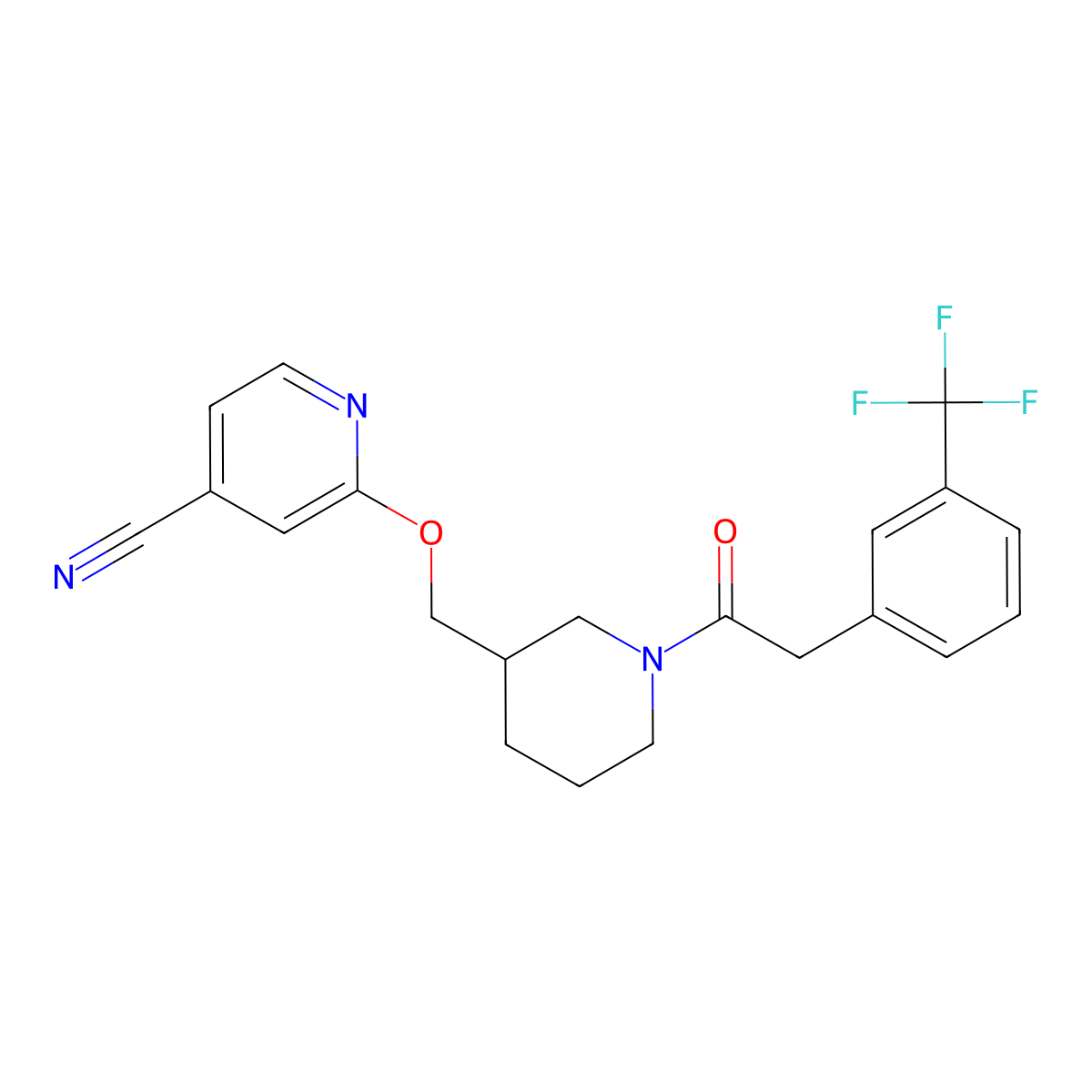 2-[(1-{2-[3-(Trifluoromethyl)phenyl]acetyl}piperidin-3-yl)methoxy]pyridine-4-carbonitrile molecular structure, CAS 2380056-70-0