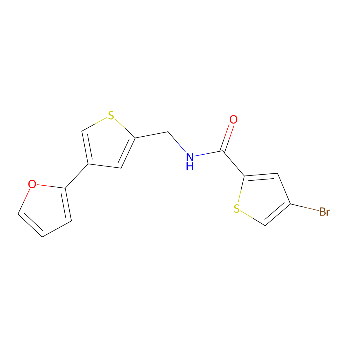 4-bromo-N-{[4-(furan-2-yl)thiophen-2-yl]methyl}thiophene-2-carboxamide molecular structure, CAS 2380056-79-9