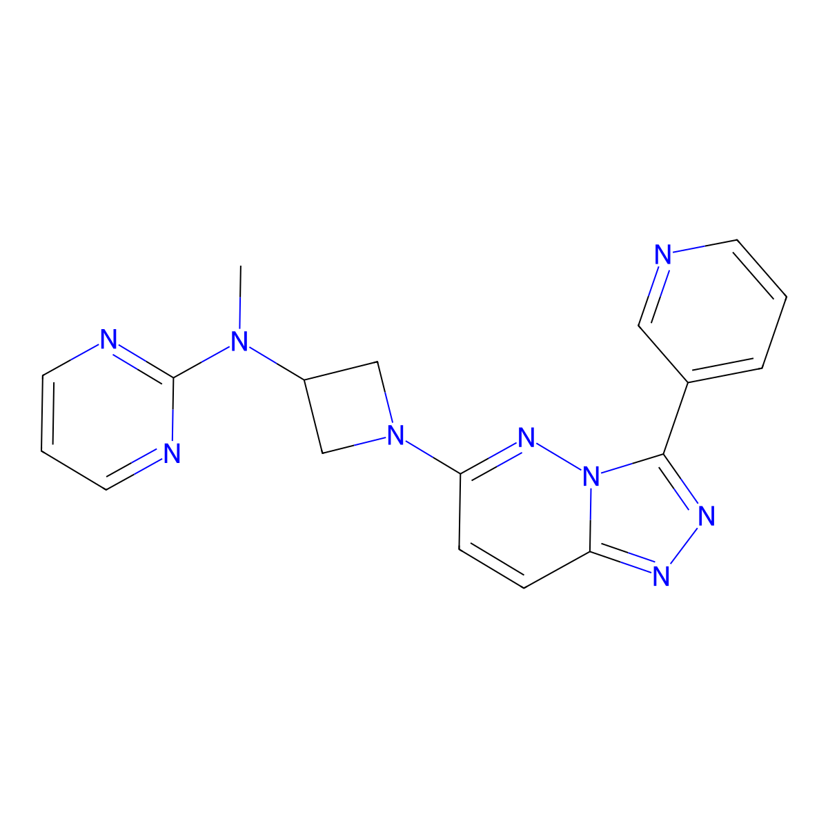 N-methyl-N-{1-[3-(pyridin-3-yl)-[1,2,4]triazolo[4,3-b]pyridazin-6-yl]azetidin-3-yl}pyrimidin-2-amine molecular structure, CAS 2380056-96-0