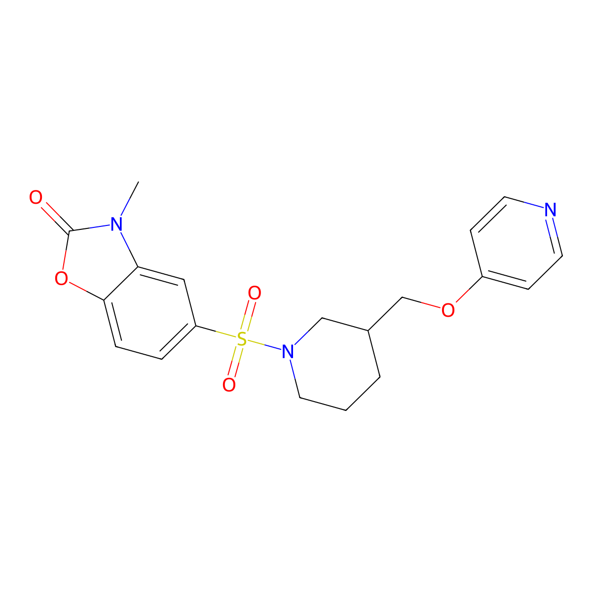 3-Methyl-5-({3-[(pyridin-4-yloxy)methyl]piperidin-1-yl}sulfonyl)-2,3-dihydro-1,3-benzoxazol-2-one molecular structure, CAS 2380057-00-9