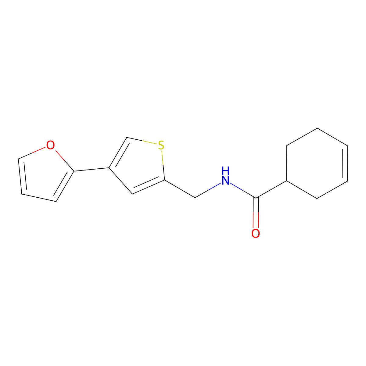 N-{[4-(furan-2-yl)thiophen-2-yl]methyl}cyclohex-3-ene-1-carboxamide molecular structure, CAS 2380057-03-2
