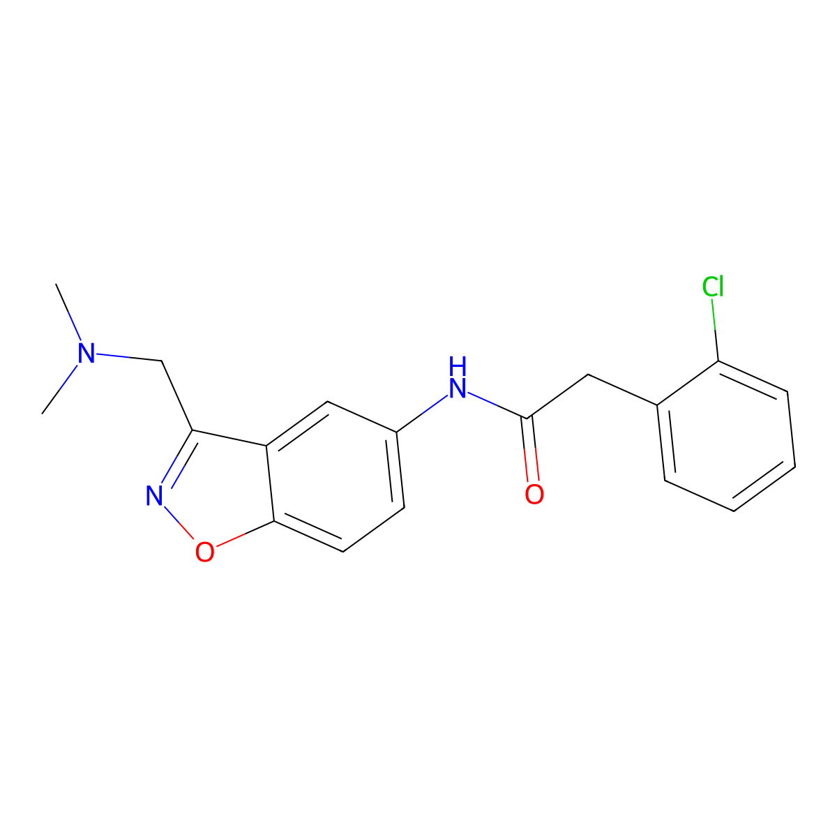 2-(2-chlorophenyl)-N-{3-[(dimethylamino)methyl]-1,2-benzoxazol-5-yl}acetamide molecular structure, CAS 2380057-07-6