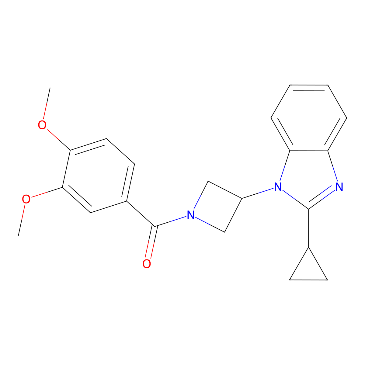 2-cyclopropyl-1-[1-(3,4-dimethoxybenzoyl)azetidin-3-yl]-1H-1,3-benzodiazole molecular structure, CAS 2380057-10-1