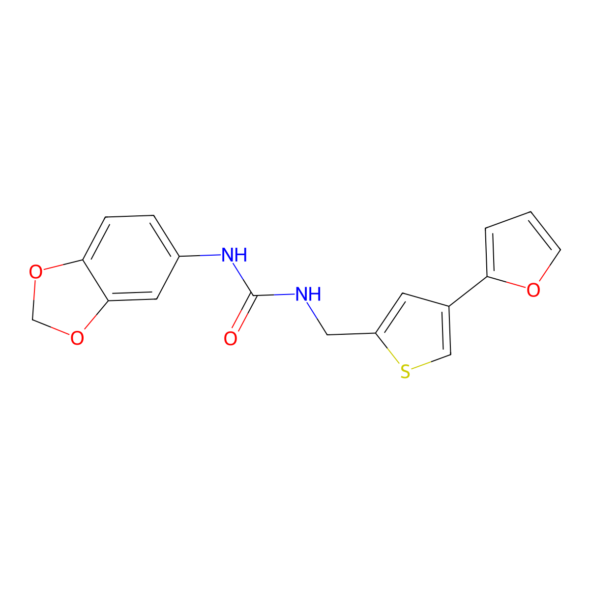 1-(1,3-Benzodioxol-5-yl)-3-[[4-(furan-2-yl)thiophen-2-yl]methyl]urea molecular structure, CAS 2380057-12-3