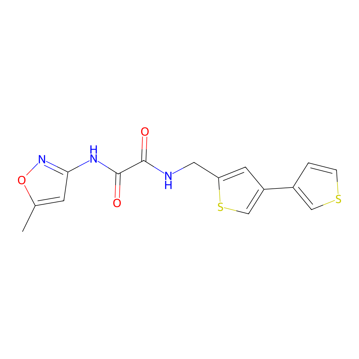 N'-(5-Methyl-1,2-oxazol-3-yl)-N-[(4-thiophen-3-ylthiophen-2-yl)methyl]oxamide molecular structure, CAS 2380057-16-7