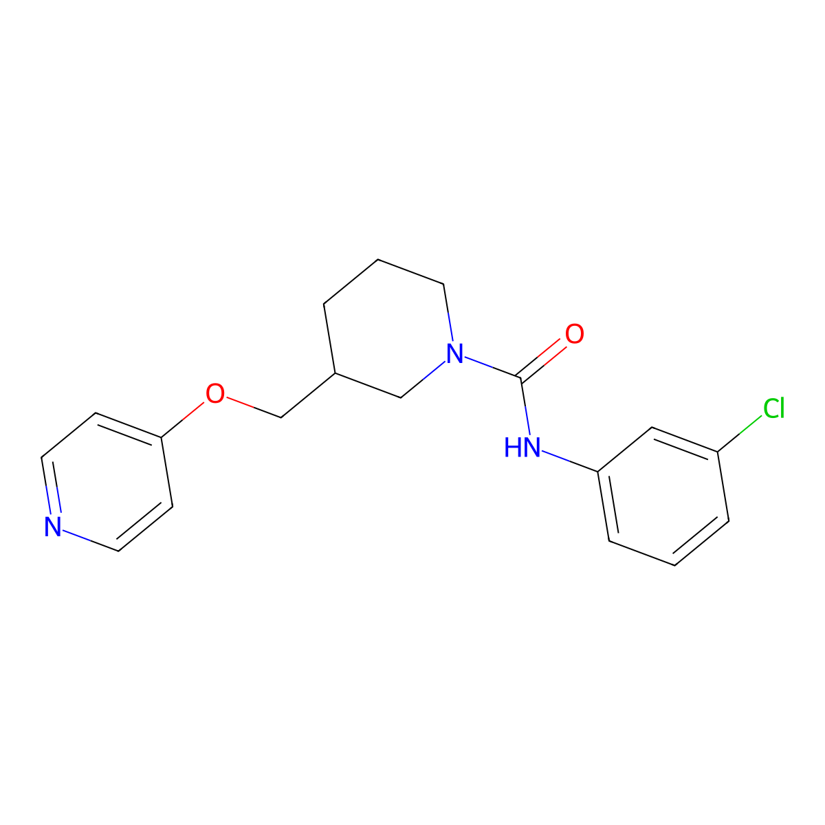 N-(3-chlorophenyl)-3-[(pyridin-4-yloxy)methyl]piperidine-1-carboxamide molecular structure, CAS 2380057-17-8