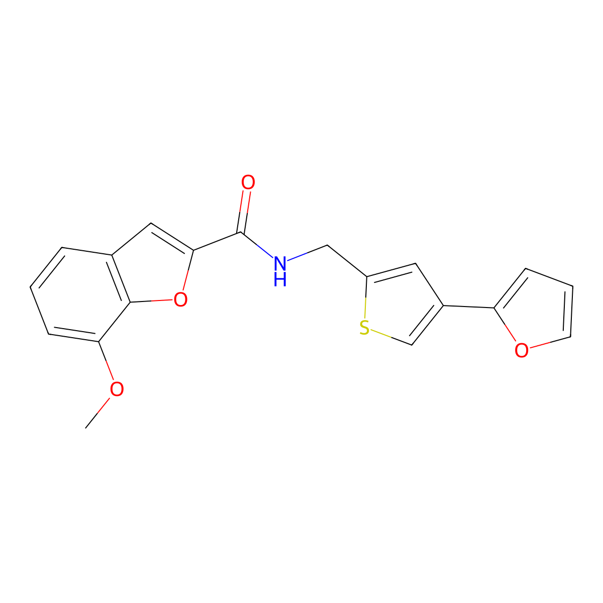 N-{[4-(furan-2-yl)thiophen-2-yl]methyl}-7-methoxy-1-benzofuran-2-carboxamide molecular structure, CAS 2380057-30-5