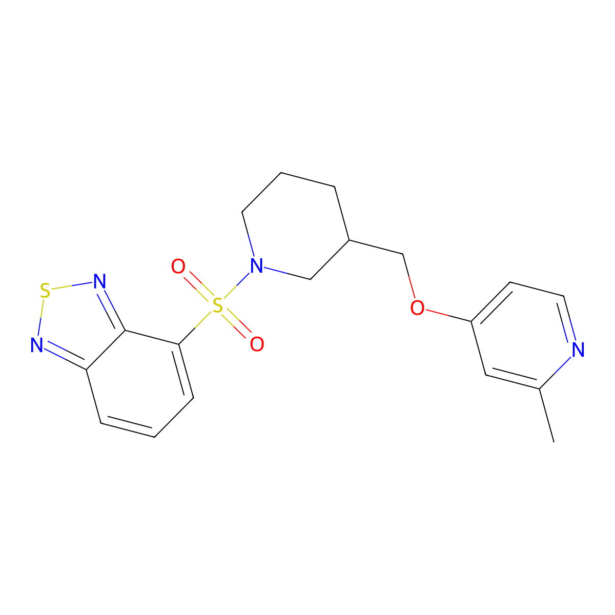 4-[(3-{[(2-Methylpyridin-4-yl)oxy]methyl}piperidin-1-yl)sulfonyl]-2,1,3-benzothiadiazole molecular structure, CAS 2380057-34-9