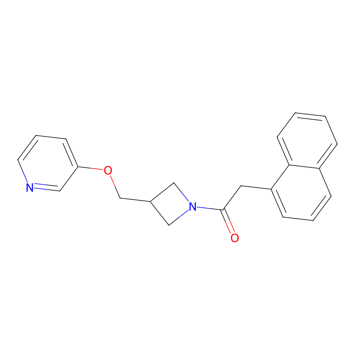 2-(Naphthalen-1-yl)-1-{3-[(pyridin-3-yloxy)methyl]azetidin-1-yl}ethan-1-one molecular structure, CAS 2380057-35-0