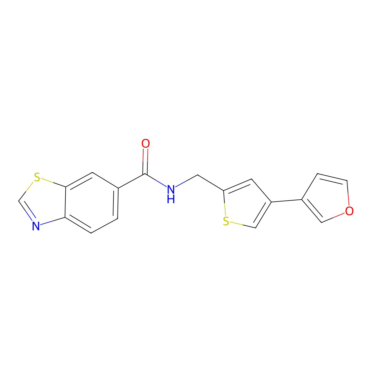 N-[[4-(Furan-3-yl)thiophen-2-yl]methyl]-1,3-benzothiazole-6-carboxamide molecular structure, CAS 2380057-38-3
