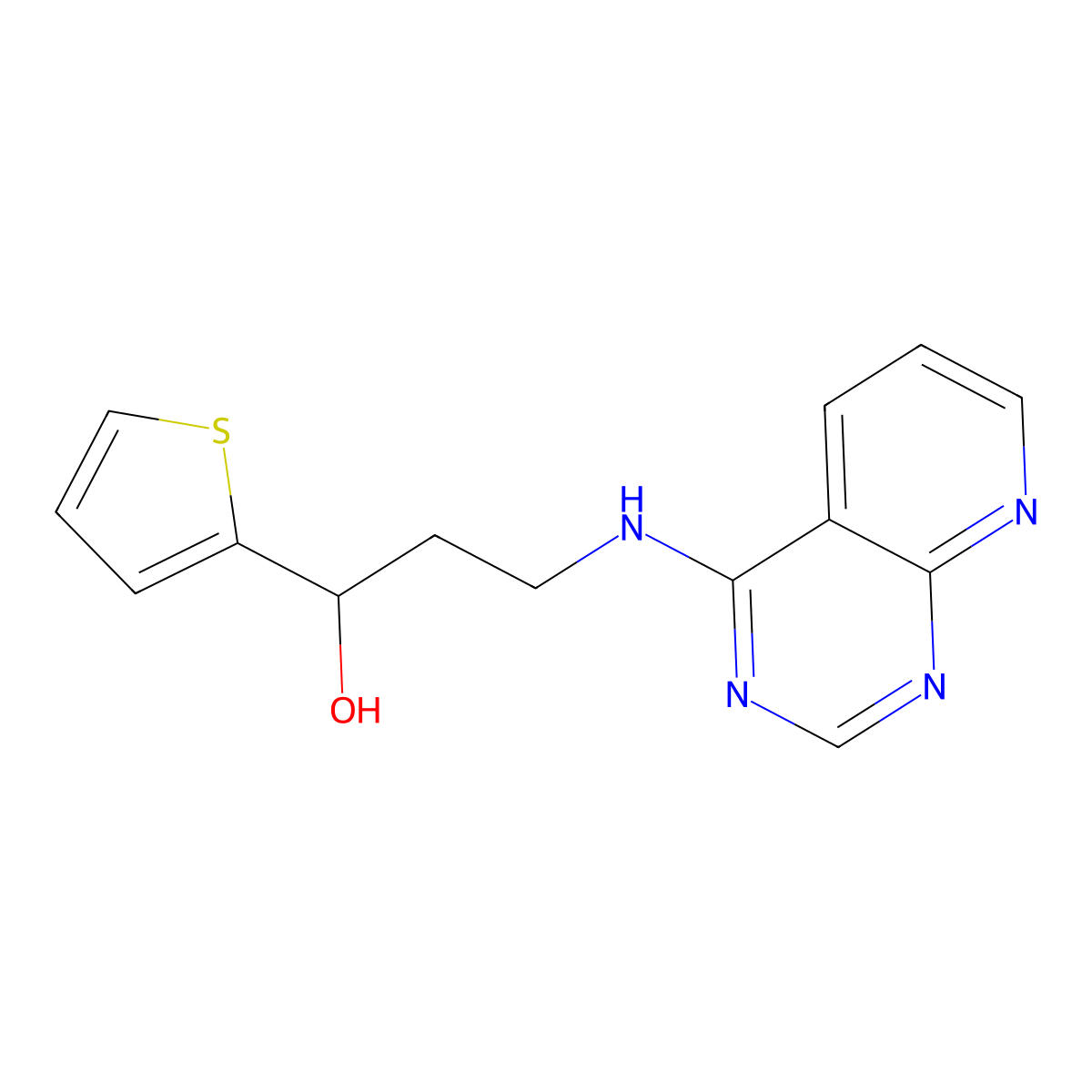 3-({Pyrido[2,3-d]pyrimidin-4-yl}amino)-1-(thiophen-2-yl)propan-1-ol molecular structure, CAS 2380057-45-2