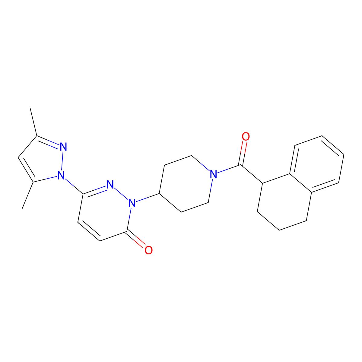 6-(3,5-dimethyl-1H-pyrazol-1-yl)-2-[1-(1,2,3,4-tetrahydronaphthalene-1-carbonyl)piperidin-4-yl]-2,3-dihydropyridazin-3-one molecular structure, CAS 2380057-54-3