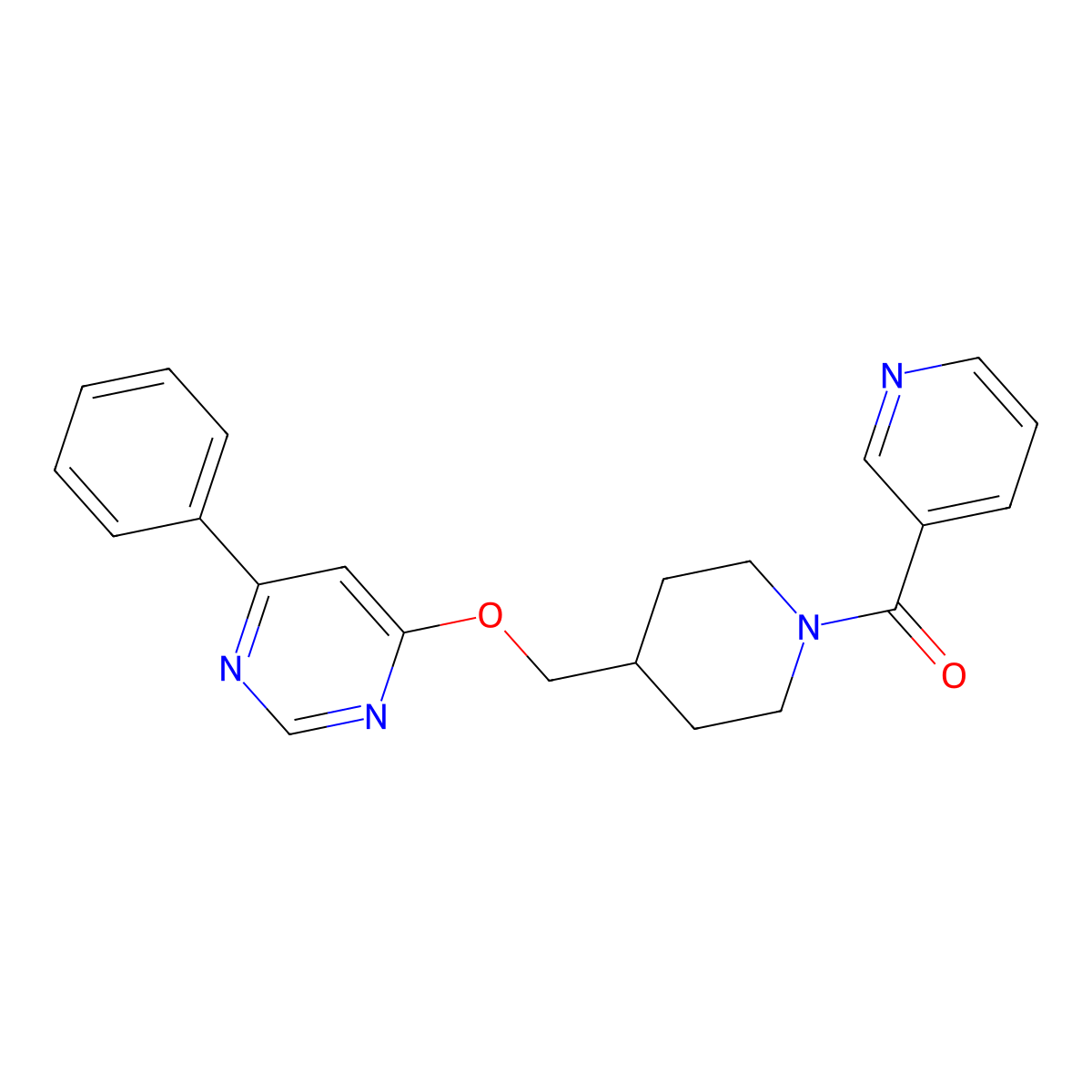 4-Phenyl-6-{[1-(pyridine-3-carbonyl)piperidin-4-yl]methoxy}pyrimidine molecular structure, CAS 2380057-60-1