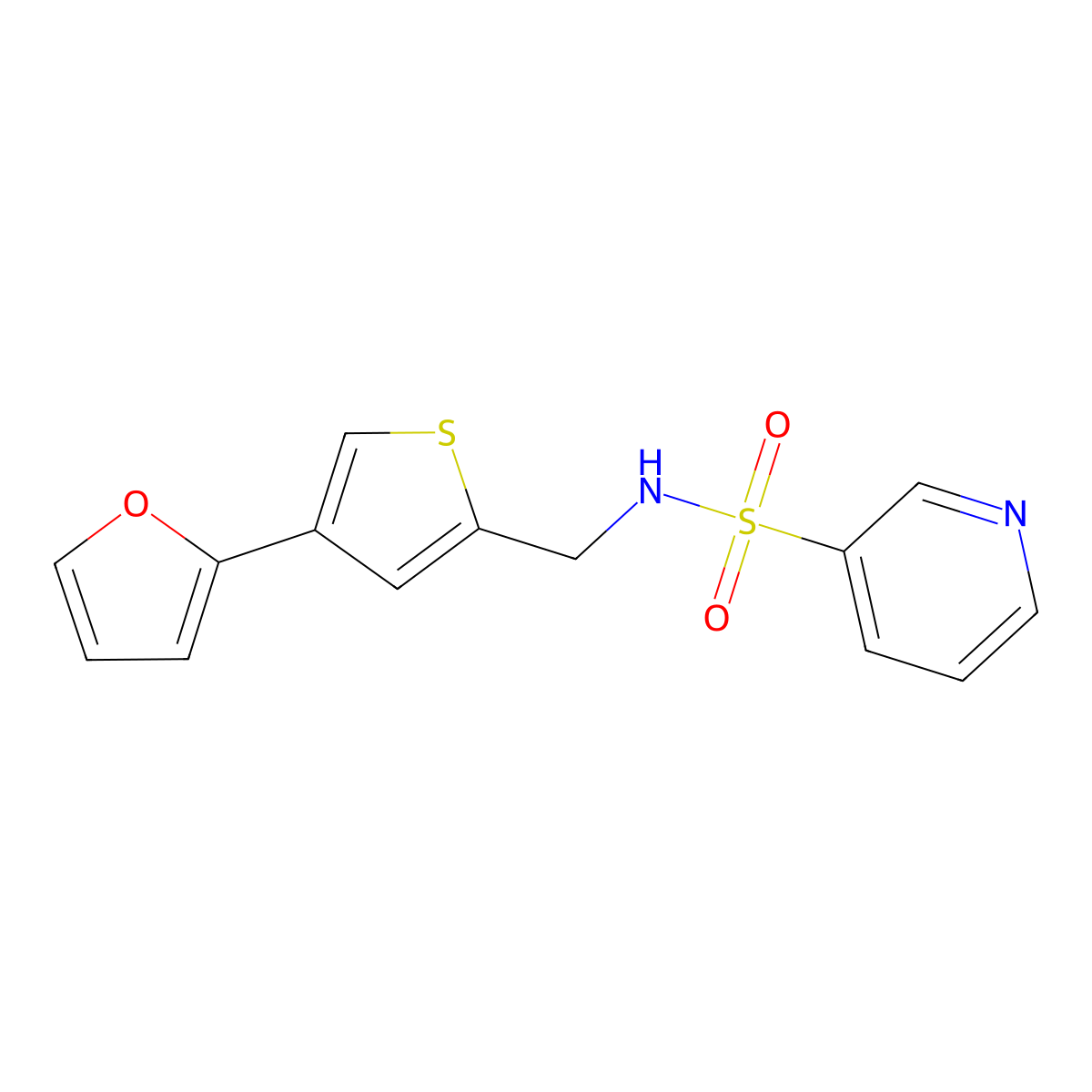 N-{[4-(furan-2-yl)thiophen-2-yl]methyl}pyridine-3-sulfonamide molecular structure, CAS 2380057-67-8