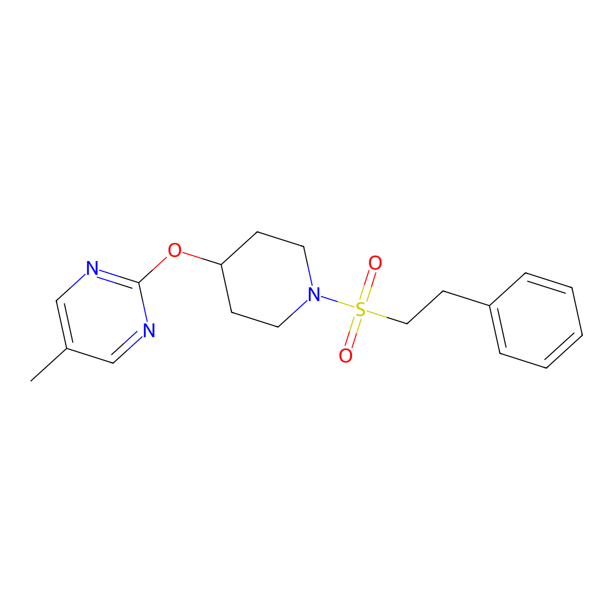 5-Methyl-2-{[1-(2-phenylethanesulfonyl)piperidin-4-yl]oxy}pyrimidine molecular structure, CAS 2380057-68-9