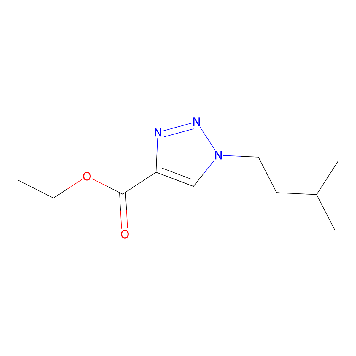 ethyl 1-(3-methylbutyl)-1H-1,2,3-triazole-4-carboxylate molecular structure, CAS 2380057-74-7