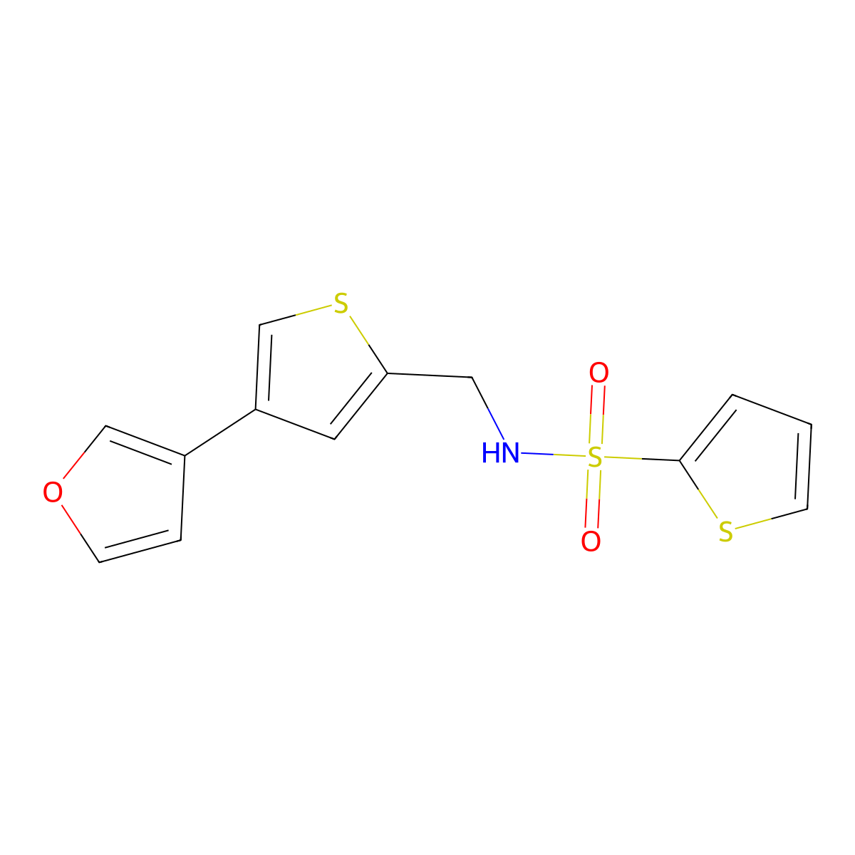 N-[[4-(Furan-3-yl)thiophen-2-yl]methyl]thiophene-2-sulfonamide molecular structure, CAS 2380057-76-9