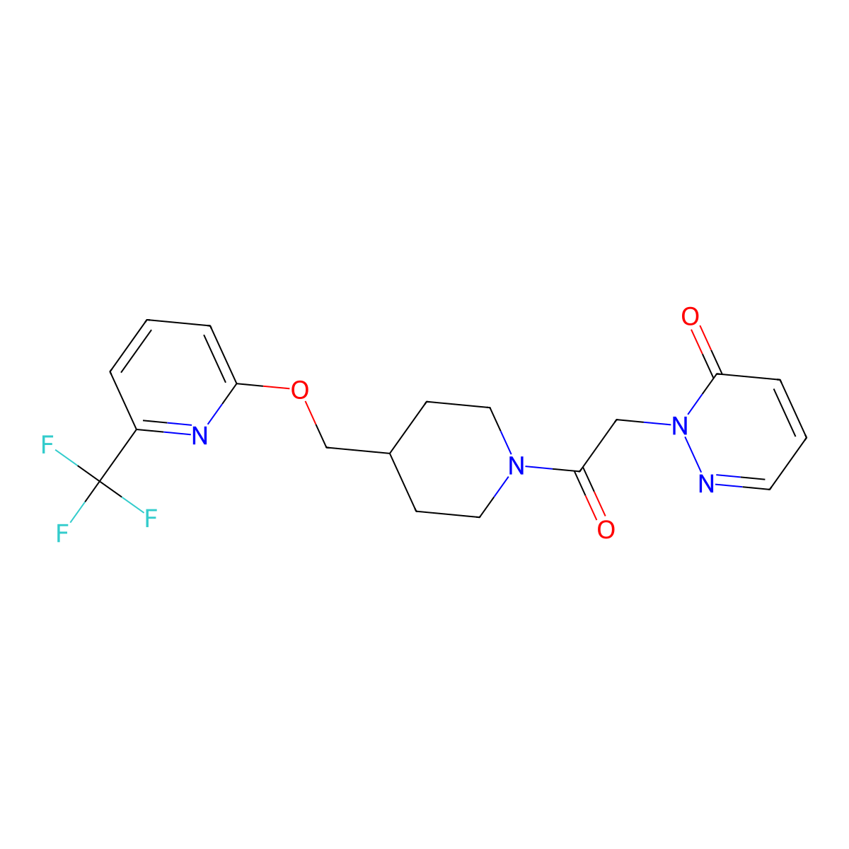 2-{2-Oxo-2-[4-({[6-(trifluoromethyl)pyridin-2-yl]oxy}methyl)piperidin-1-yl]ethyl}-2,3-dihydropyridazin-3-one molecular structure, CAS 2380057-88-3