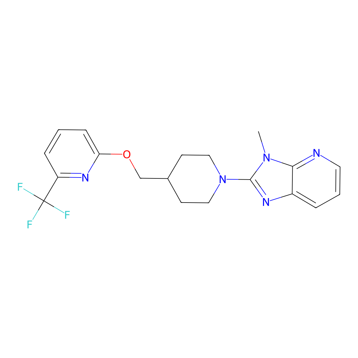 2-[(1-{3-methyl-3H-imidazo[4,5-b]pyridin-2-yl}piperidin-4-yl)methoxy]-6-(trifluoromethyl)pyridine molecular structure, CAS 2380058-02-4