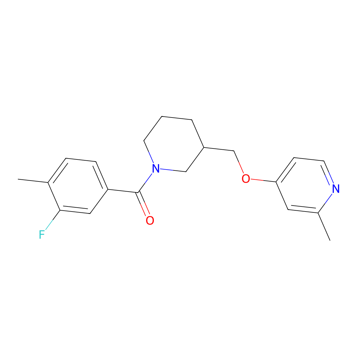 4-{[1-(3-Fluoro-4-methylbenzoyl)piperidin-3-yl]methoxy}-2-methylpyridine molecular structure, CAS 2380058-07-9