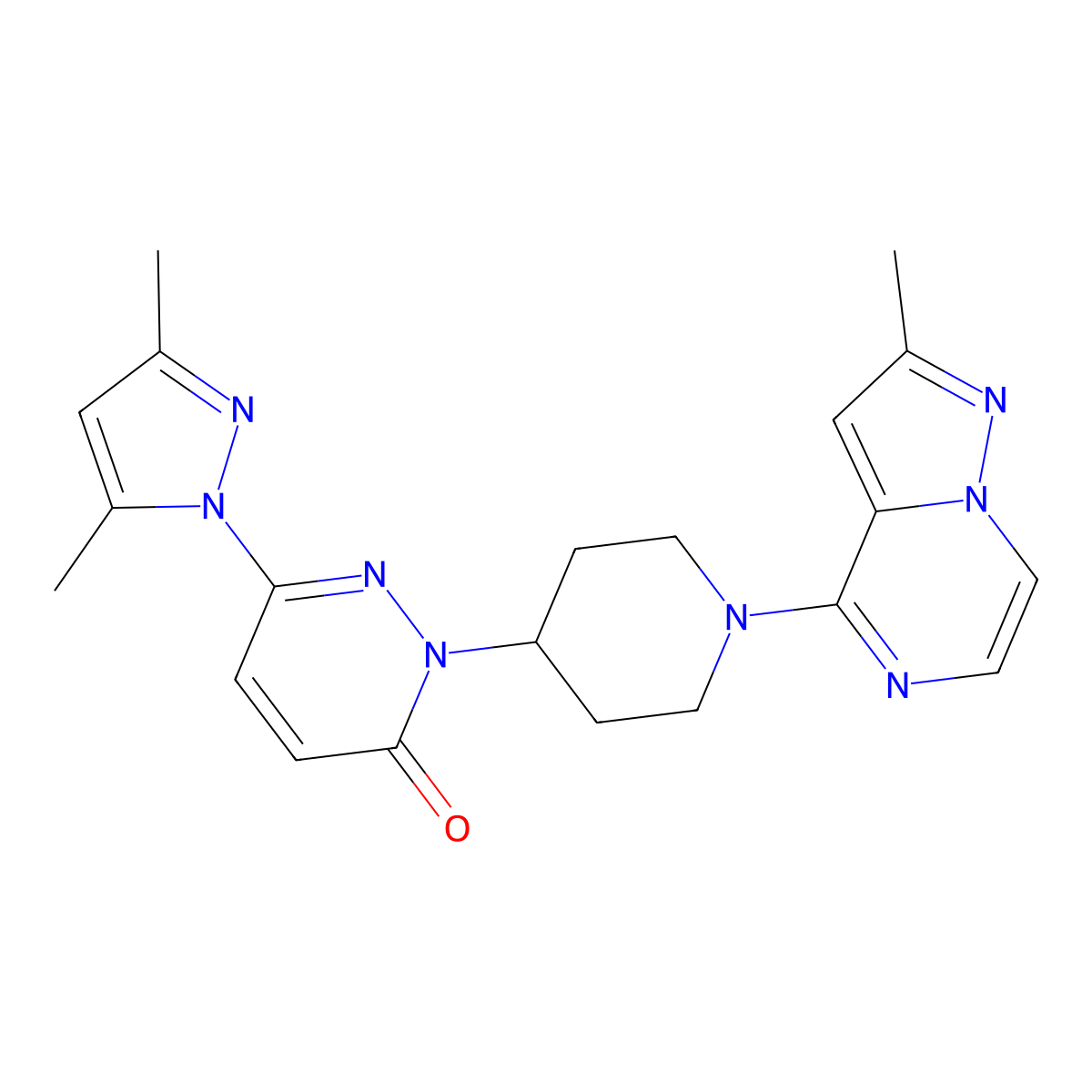 6-(3,5-dimethyl-1H-pyrazol-1-yl)-2-(1-{2-methylpyrazolo[1,5-a]pyrazin-4-yl}piperidin-4-yl)-2,3-dihydropyridazin-3-one molecular structure, CAS 2380058-27-3