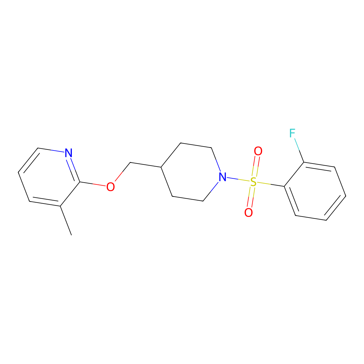 2-{[1-(2-Fluorobenzenesulfonyl)piperidin-4-yl]methoxy}-3-methylpyridine molecular structure, CAS 2380058-29-5