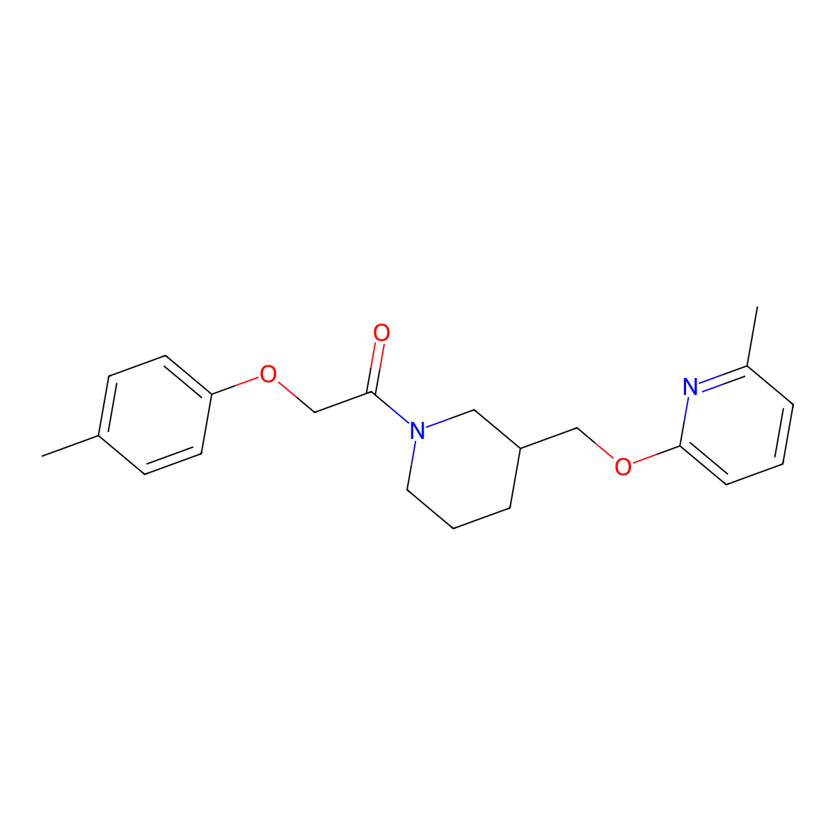 2-(4-Methylphenoxy)-1-(3-{[(6-methylpyridin-2-yl)oxy]methyl}piperidin-1-yl)ethan-1-one molecular structure, CAS 2380058-31-9